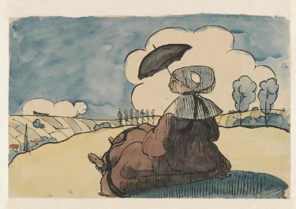 Emile Bernard, Breton Woman with a Parasol, 1888